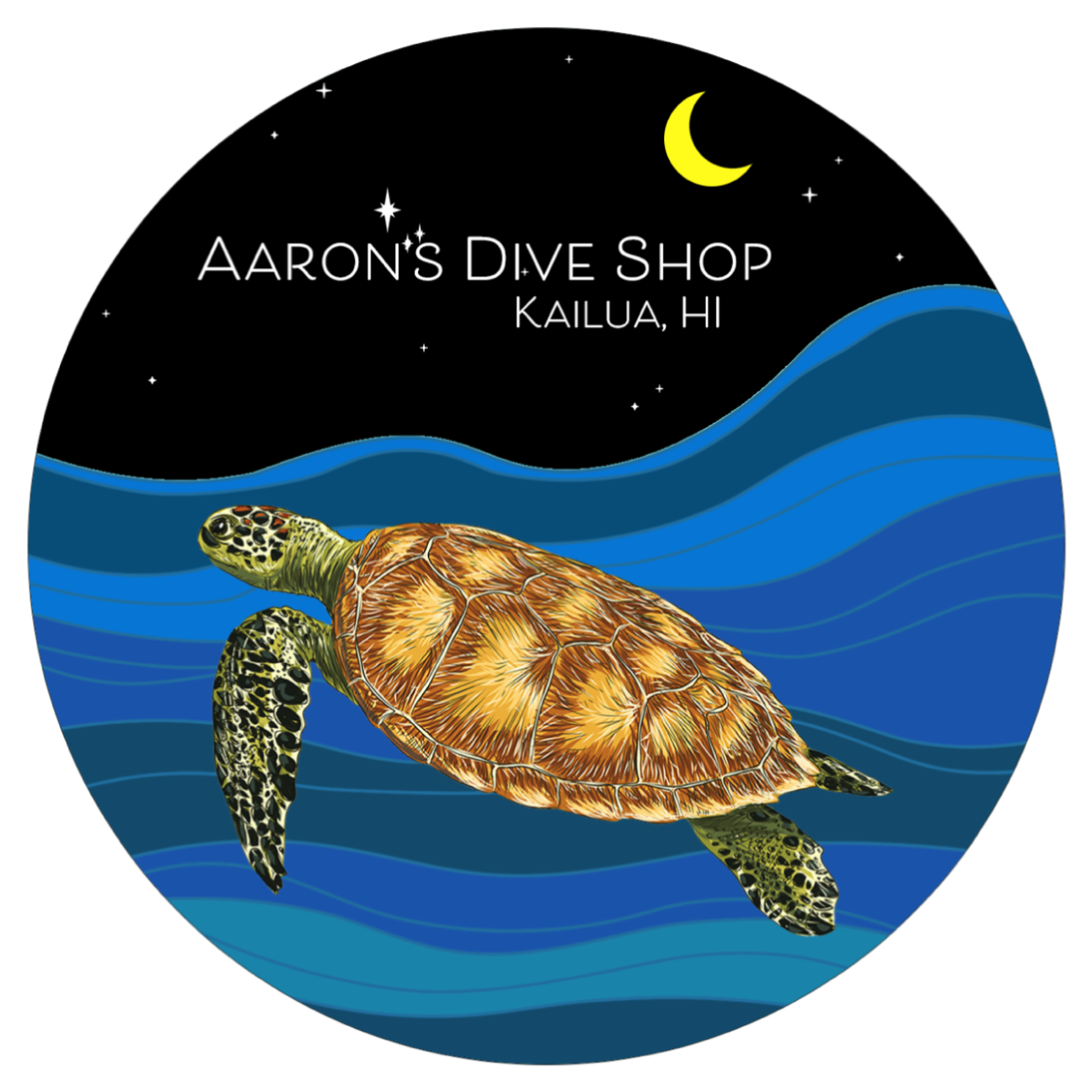 Round Night Turtle Sticker